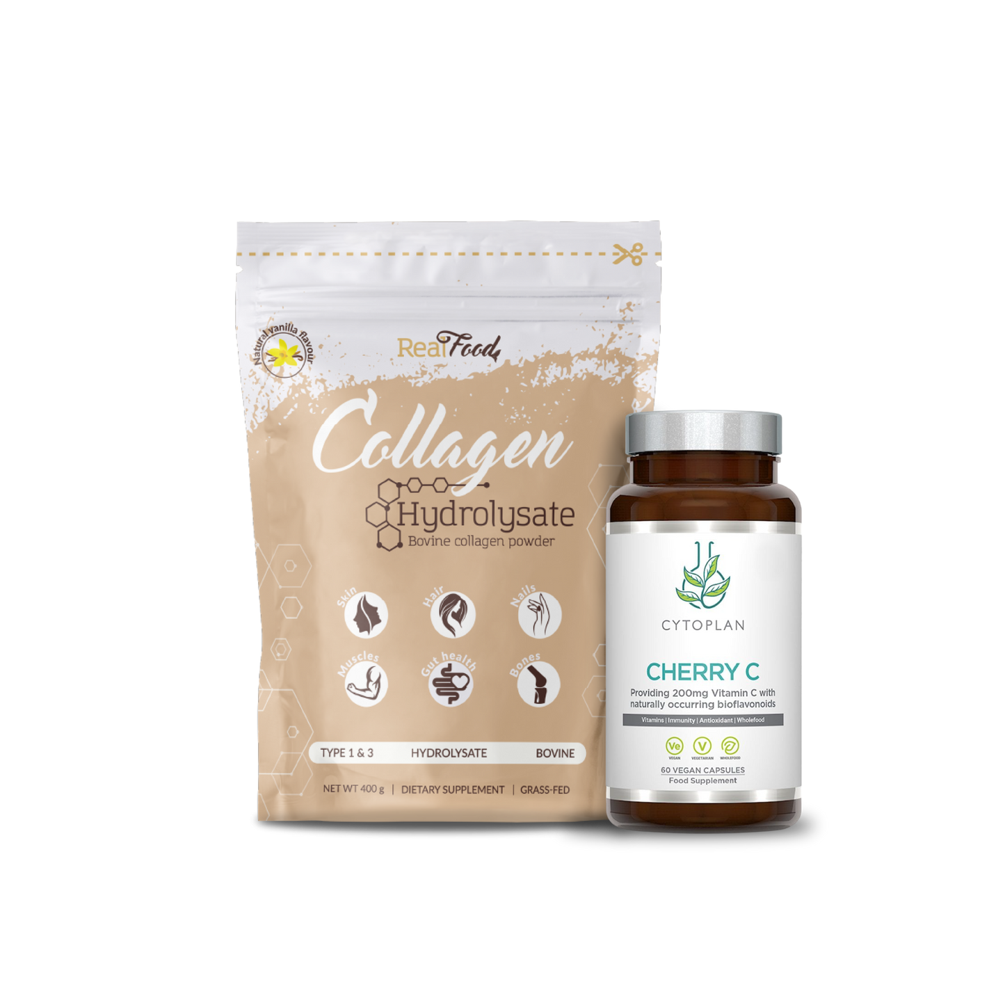Пакет “RealFood Collagen Ванилия + Cytoplan Cherry C – витамин С от ацерола“