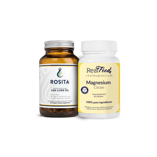 Пакет рибено масло Rosita EVCLO 90 капсули и липозомен магнезий RealFood 60 капсули